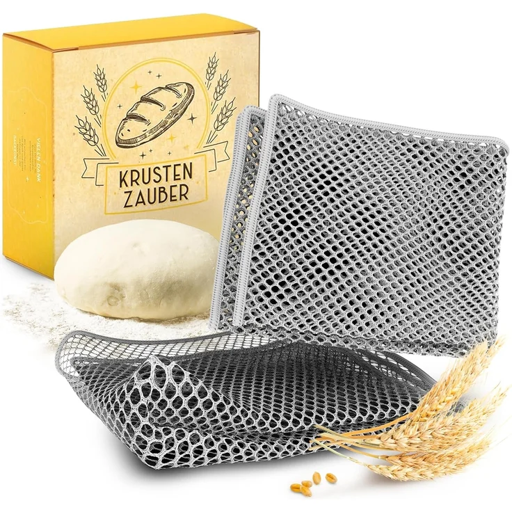 Krustenzauber Backmatte Zubehör - Brotschlingen, Schneebesen, Backmatte, Teig Reinigungstücher, 2x Teigreinigungstuch – Bild 1