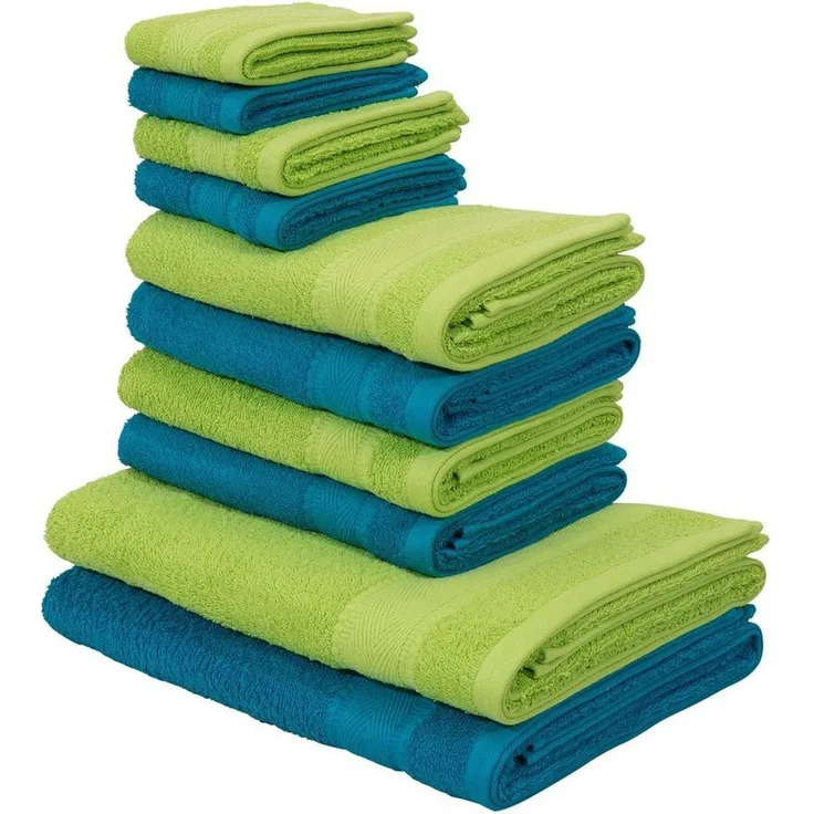 OTTO home Handtuch Set Afri, Duschtücher, Handtücher, Gästetücher, Seiftücher, Walkfrottee (Set, 10-St), zweifarbig, 100% Baumwolle, weich, mit Bordüre