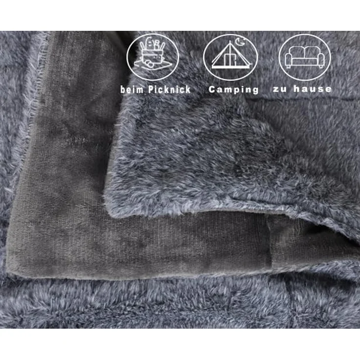 Wohndecke Luxus Kuscheldecke XXL TURIN Größe 150 cm x 200 cm Farbe grau, Betz – Bild 5
