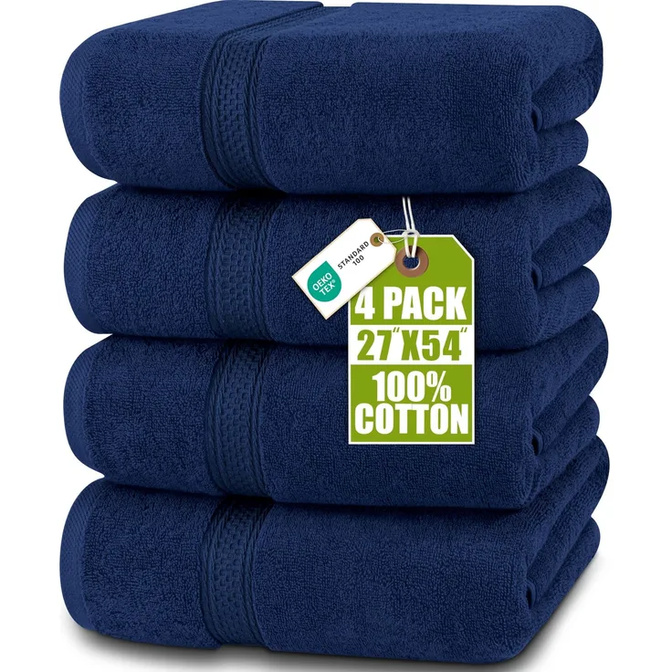 Utopia Towels - 4er-Pack Badetücher Set Premium 100% ringgesponnene Baumwolle 69x137 cm Handtücher, sehr saugfähig, weiches Gefühl Duschtücher (Marineblau)