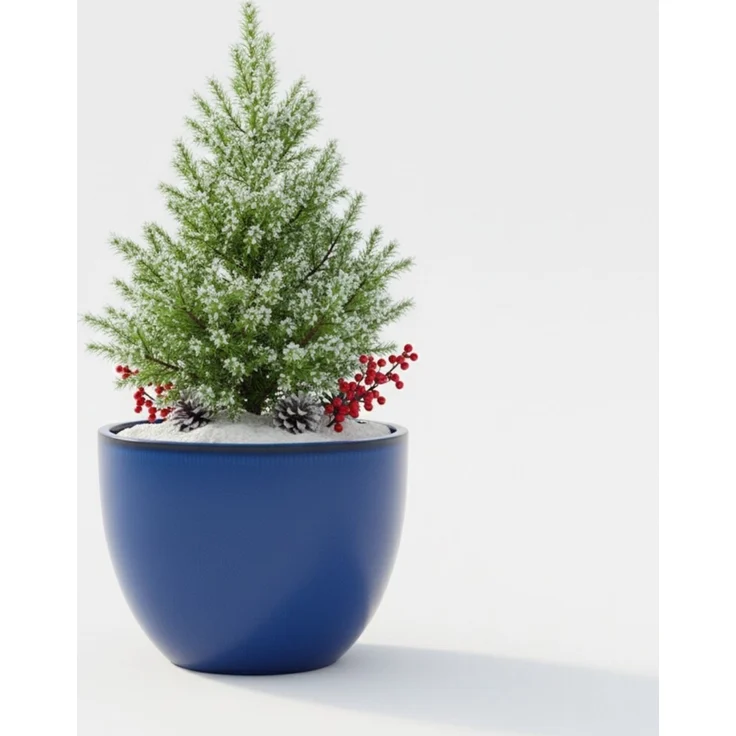 Keramik Blumentopf Eggpot Royal Blau Ø 29cm - Frostfest Pflanzkübel Glasiert Rund – Bild 1
