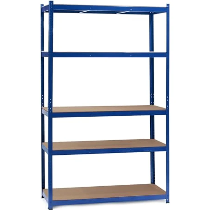 Wiltec Schwerlastregal 120 x 60 x 204 cm, 200kg/Ebene, Steckregal blau, Lastenregal mit 5 Ablagen, Werkstattregal – Bild 2