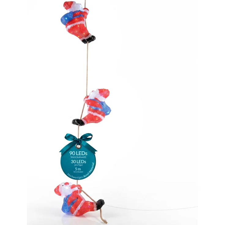 Deuba LED Acryl Figur Außen Weihnachtsmann Trio beleuchtet Weihnachtsdeko Weihnachten Weihnachtsfigur – Bild 1