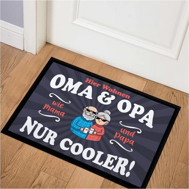 MoonWorks Fußmatte Fußmatte Geschenk Hier wohnen Oma und Opa Großeltern lustige, rechteckig