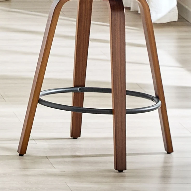2er Set Barhocker mit Blüten-Rückenlehne, Bugholz, PU-Leder, Metall-Fußstütze, modern--Weiß--89x41.5x46.5cm--YOUDENOVA – Bild 4