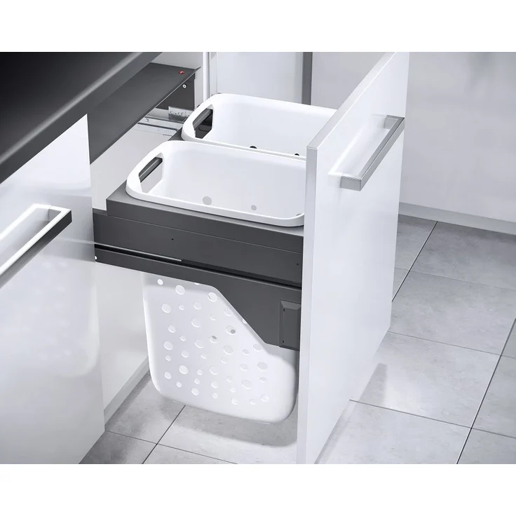 Hailo Wäschesammler 3270841 Laundry Carrier 60 Einbau Wäschekorb 66 L Dunkelgrau – Bild 2