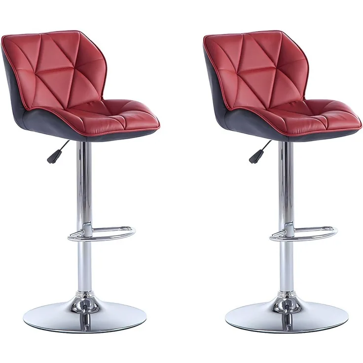 Barhocker 2er-Set CALVIN - Höhenverstellbar - Rot