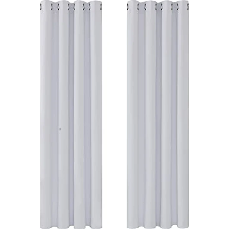 Deconovo Gardinen Verdunkelnd Thermovorhang Hitzeschutz Curtain Silber Grau | 2er Set, H200 x B140 cm, Vorhang mit Ösen, lichthemmend, Wärmeisolierend und gut passend für moderne Wohn- und Schlafzimmer – Bild 9