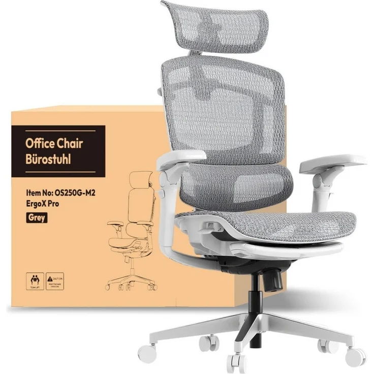 FLEXISPOT Bürostuhl ErgoX, Schreibtischstuhl Premium Ergonomischer (mit 7D-Armlehnen, 5D-Lendenstütze, 4D-Kopfstütze), Netzsitz Schreibtischstuhl mit Fußstütze, 250 kg Belastbarkeit – Bild 5