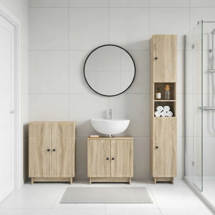 vidaXL 3-teiliges Badezimmer-Schranksystem EDE Sonoma-Eiche 3417416 – Bild 1