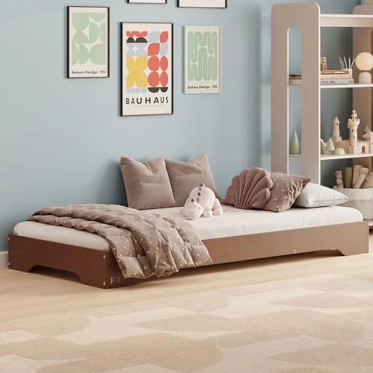 smartwood Kinderbett 140x200 Braun - Bodenbett aus Kiefernholz mit FSC-Zertifikat - Montessori Bett mit geradem Lattenrost bis zu 300 kg für Jungen und Mädchen - Einfache Montage - TILA 7 – Bild 2