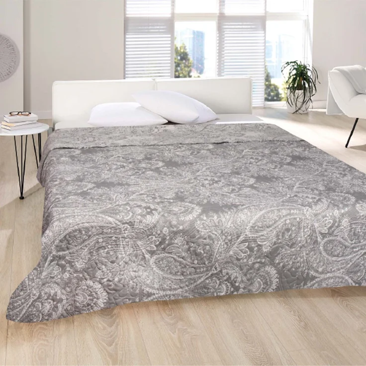 Tages-Decke XXL (220x240 cm) mit wattierter Zwischenlage, in verschiedenen gesteppten Patchwork Designs, Überwurf Steppbett Paisley – Bild 1