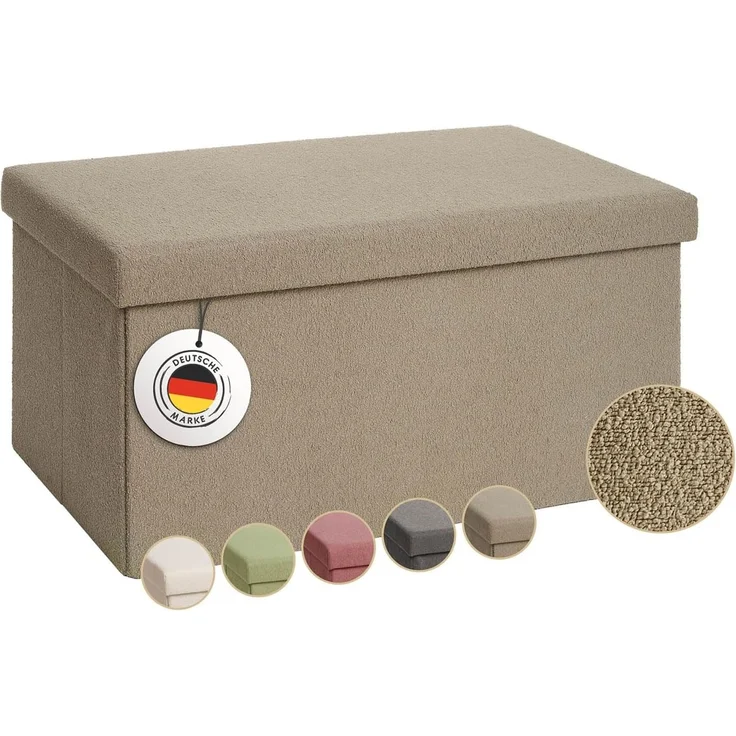 Laleni Sitztruhe Sitzbank mit Stauraum aus robustem Boucle-Stoff, Bequemer Hocker mit Stauraum - Aufbewahrungsboxen – Bild 1