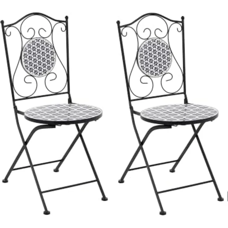 Gartenstuhl 2er Set SIROLO klappbar Metall Weiß Blau