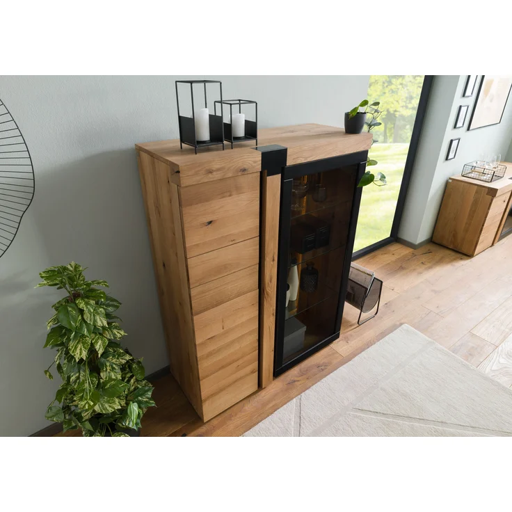 Highboard Eiche 110x45x144 natur geölt ROTTERDAM #100 – Bild 2