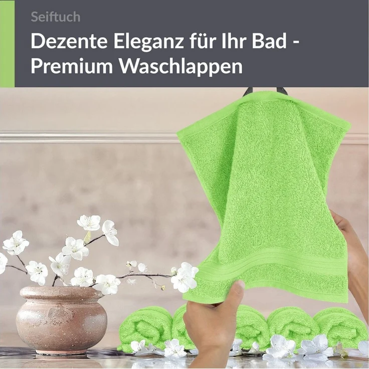Lashuma Waschlappen - Seiftücher Linz, (Spar-Set, 6-St), Waschlappen Set grün 30x30 cm – Bild 3