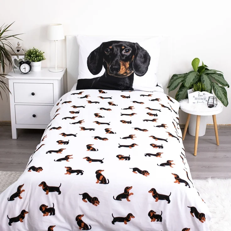 Dachshund Baumwoll-Bettwäsche 140x200 cm Weiches Bettbezug Set mit Kissenbezug 70x90 cm, pflegeleicht & langlebig – Bild 3