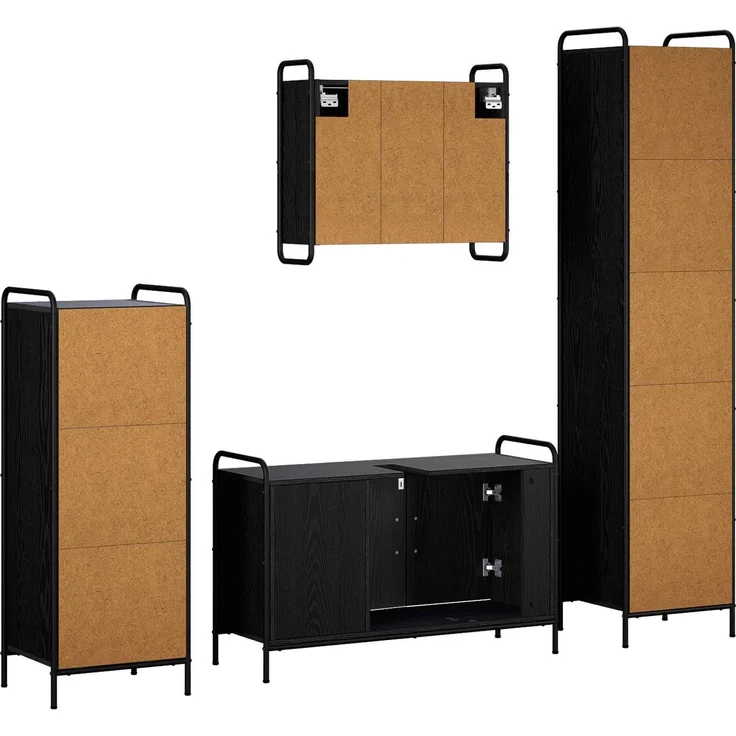 vidaXL Badezimmerschrank-Set 4 stk. Schwarz Eichen-Optik 3444621 – Bild 8