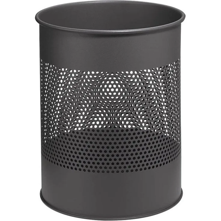 DURABLE Papierkorb Metall rund 15 Liter mit Ring 165mm anthr (331058)