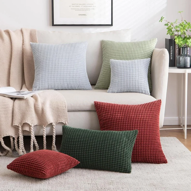 MIULEE 2er Set Kissenbezug Kordsamt Dunkelgrün 40x40cm – Bild 7
