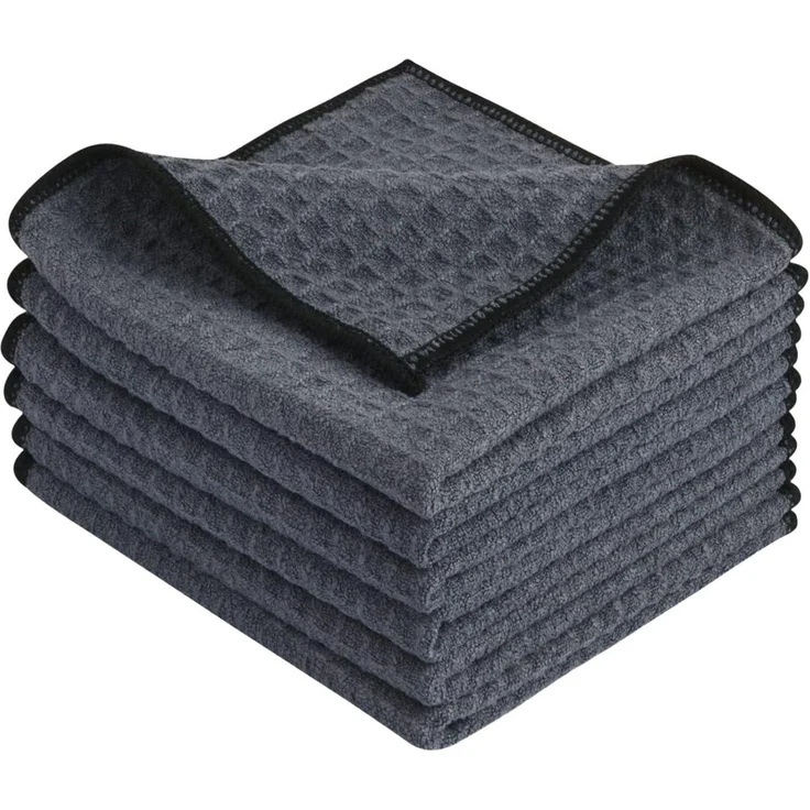 6er Set KinHwa Mikrofaser Reinigungstücher 30x30cm Grau - Saugstark – Bild 1
