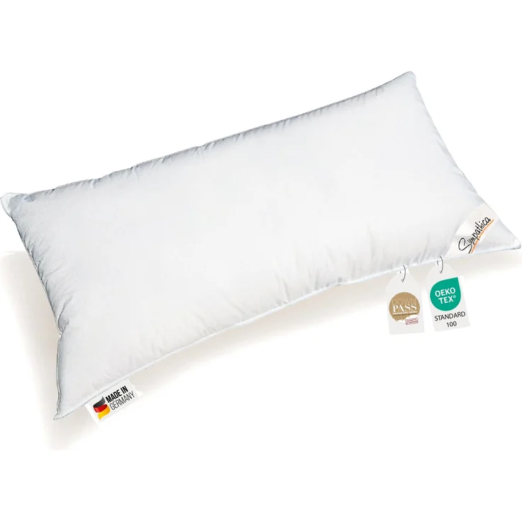 Kopfkissen Kissen 660g neue weiße Federn Klasse 1 Daunenpass 40x80 – Bild 1
