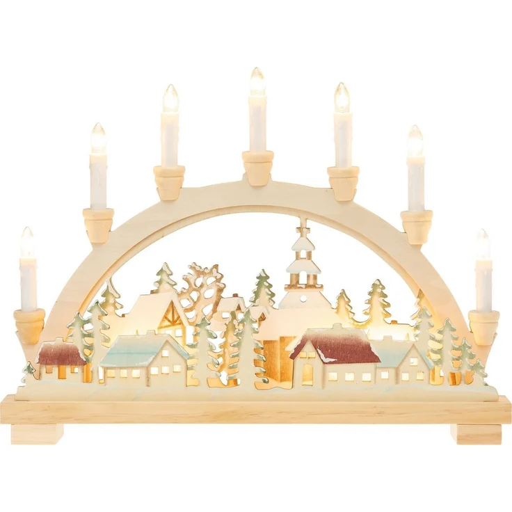 SIKORA Schwibbogen LB11 liebevoll colorierter LED Lichterbogen Motiv WINTERDORF, mit elektrischer Beleuchtung B:45cm – Bild 5