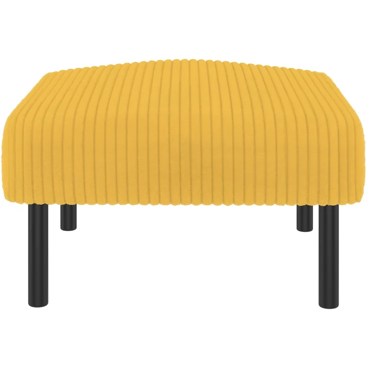 Fußhocker aus Cord mit Polsterung und Metallgestell, 56x51x39 cm, Gelb – Bild 6