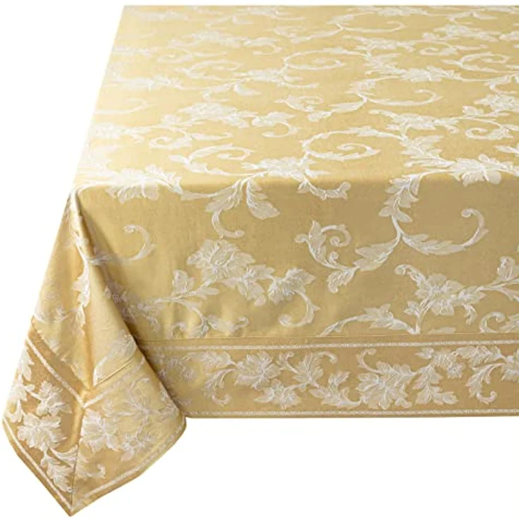 Benson Mills Harmony Scroll-Tischdecke aus gewebtem Damast-Stoff, für Alltag, Partys, besondere Anlässe, Hochzeiten und Urlaubstischdecke (152,4x304,8 cm, rechteckig, goldfarben) – Bild 6