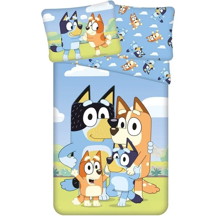 Bluey Bettwäsche-Set 140x200 cm + 70x90 cm aus 100% Baumwolle mit Reißverschluss