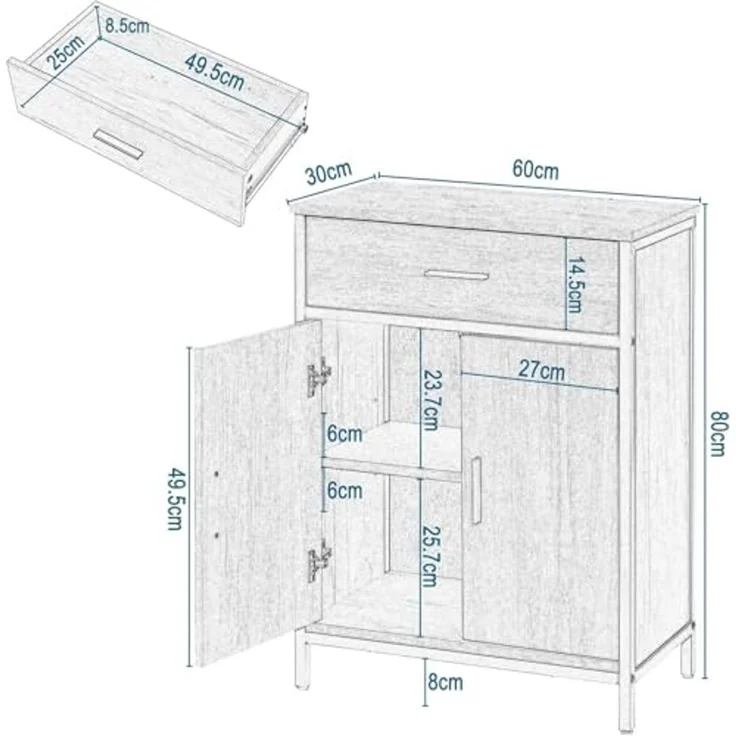 EUGAD Badmöbel-Set, (3-St), Unterschrank mit Tür, Badschrank mit 2 Spiegeln, kommode mit Regal – Bild 5