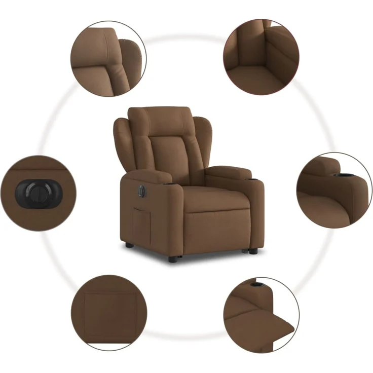 vidaXL Relaxsessel mit Aufstehhilfe Elektrisch Braun Stoff 3204510 – Bild 7