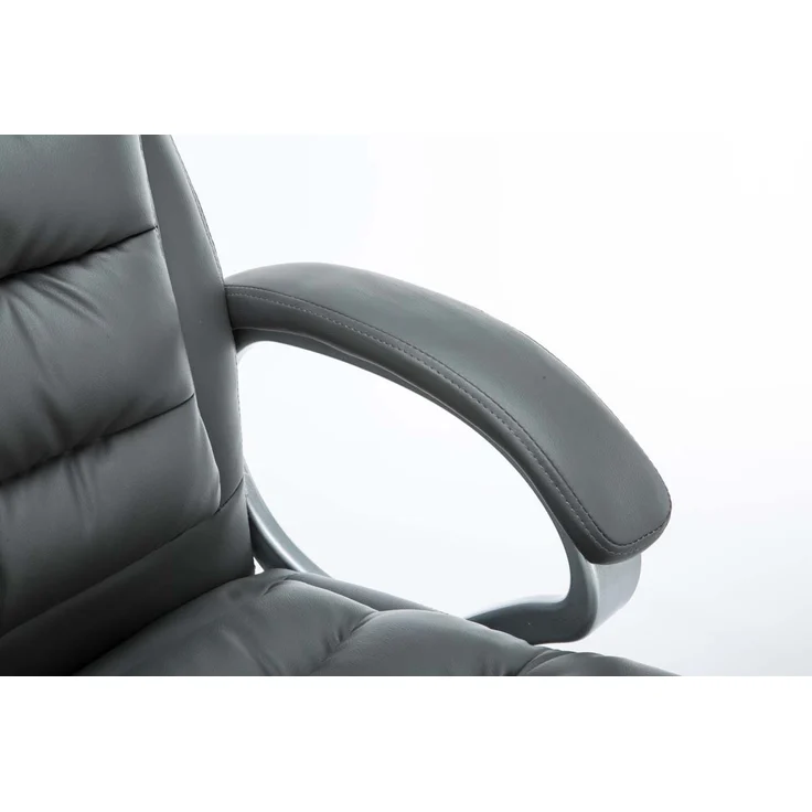 DELUKE® Bürostuhl SOUK - 116x68x77, Grau Kunstleder Metall in Chromoptik Gestell ergonomische Bürostühle Homeoffice Stuhl mit Rollen – Bild 4