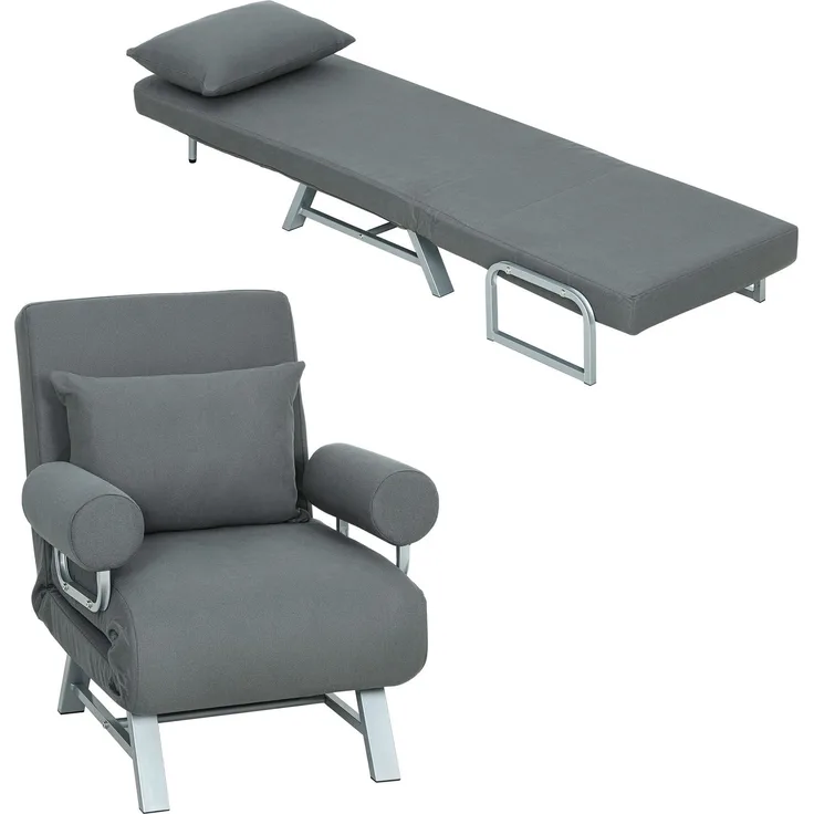 MELAYR, Schlafsessel, Polstersessel, zum Gästebett umwandelbar, ergonomisch, Dunkelgrau, 78 x 73 x 81 cm