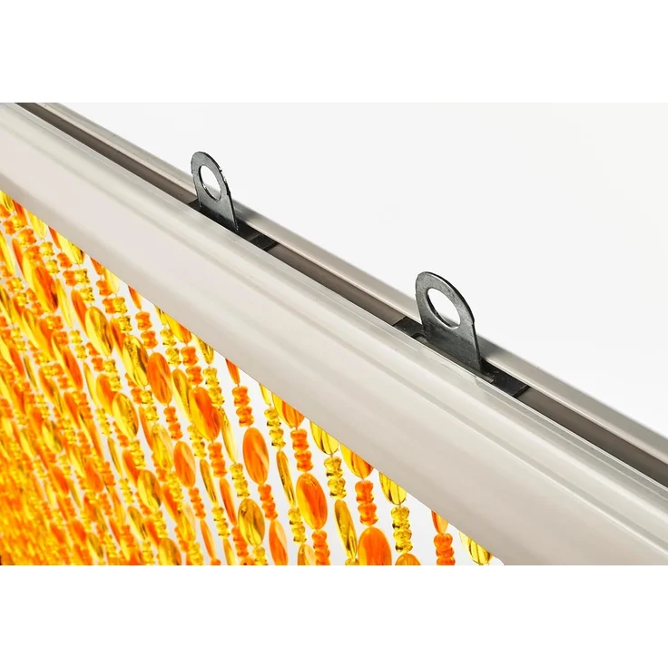 Kobolo Türvorhang Dekovorhang ORANGE Kunststoff orange und gelb (1 St), Ösen – Bild 5