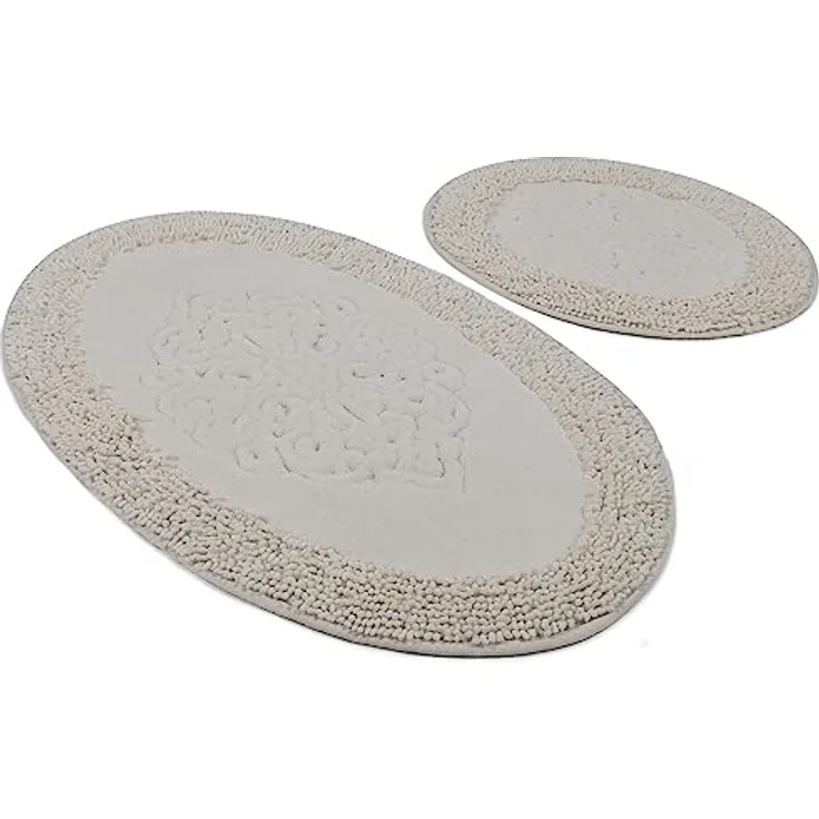 Badteppich Set 2-teilig beige oval – Bild 2