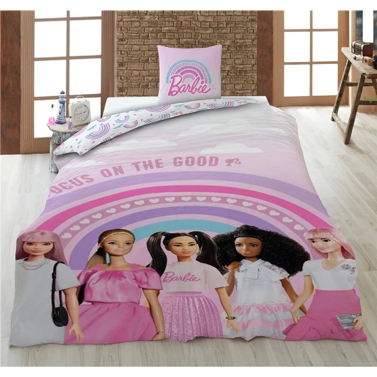 Barbie Bettwäsche-Set – 1x Deckenbezug 140x200 & 1x Kissenbezug 65x65 cm für Kinder – Bild 2