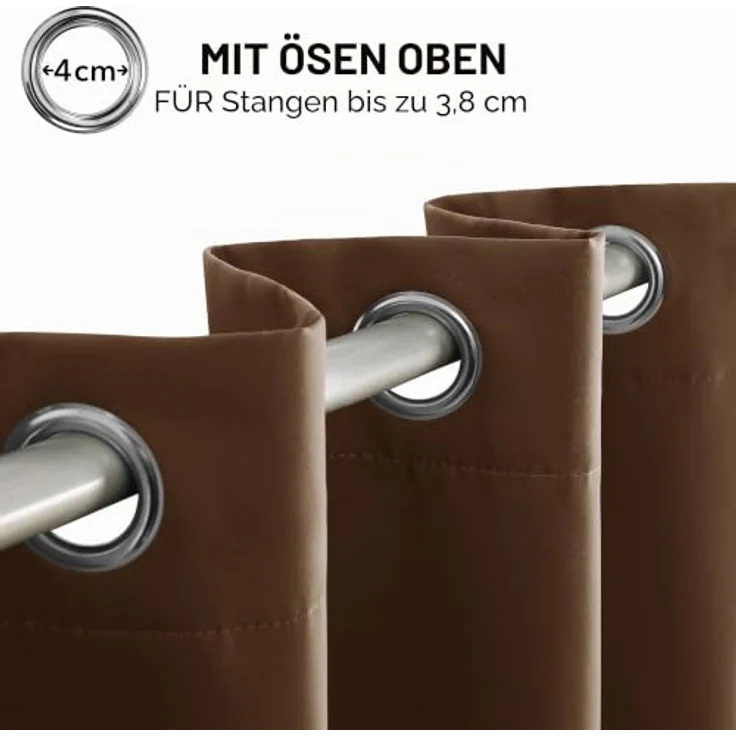 Deconovo Vorhang Blickdicht mit Ösen Übergardinen Thermovorhang Braun | 2er Set, H220 x B140 cm, Vorhang Verdunkelnd, Sichtschutz, UV-Schutz, Ösenschal, für Schlafzimmer Wohnzimmer Kinderzimmer – Bild 7