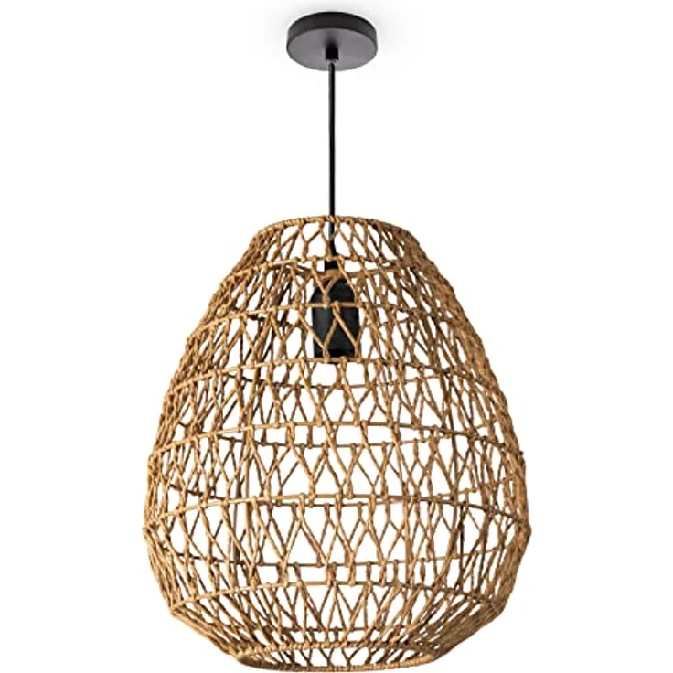 Paco Home Pendelleuchte KAGEEG, ohne Leuchtmittel, Korb Hängeleuchte Rattan Optik Boho Esszimmerlampe E27 Skandi – Bild 2