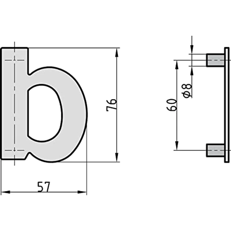 BASI 7300-1013 Deko-Buchstabe Stahl Anthrazit 57 mm 76 mm 109 g – Bild 3