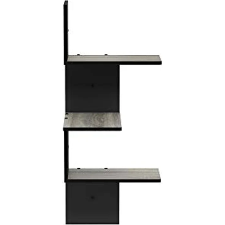 Furinno Rossi Eck Schweberegale für die Wand, 3-stöckiges quadratisches Eck-Wandregal, radiales Wandregal, für Badezimmer, Schlafzimmer, Wohnzimmer, Französische Eiche – Bild 4