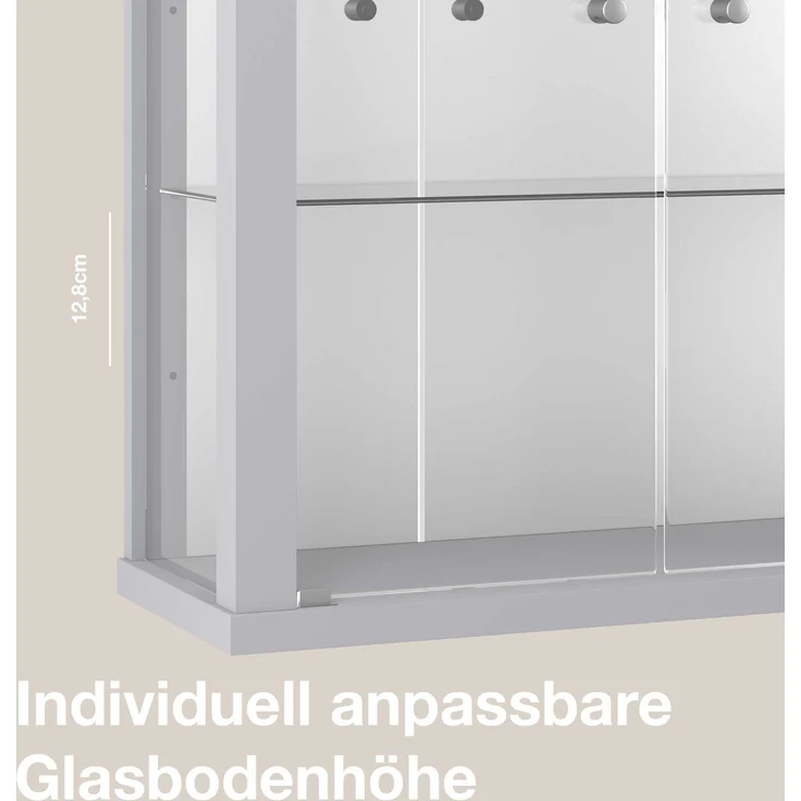 K-Möbel Hängevitrine C1013 (Glasvitrine (80x60x25 cm) mit 2 Glastüren) – Bild 6