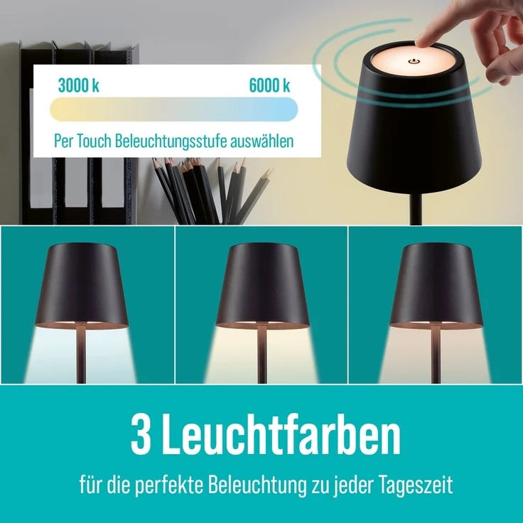 EASYmaxx LED-Tischlampe Touch 2W schwarz mit USB-C Anschluss – Bild 3