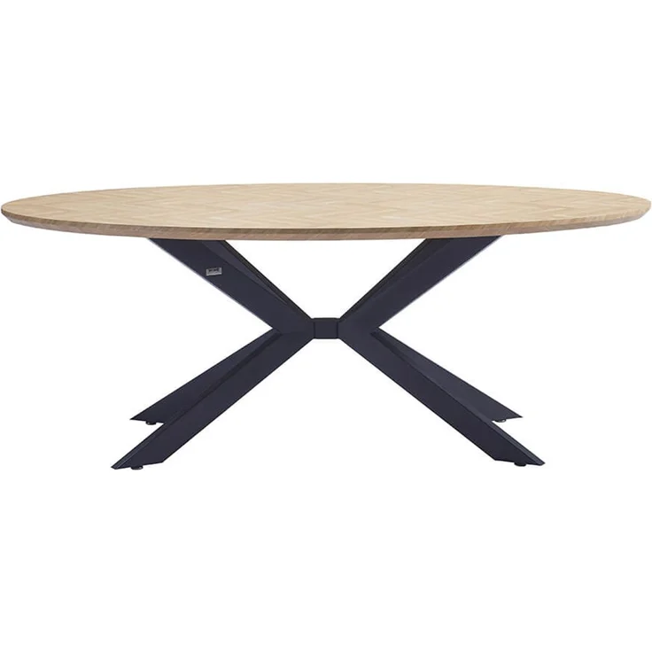 HOME DELUXE Essgruppe Oval inkl. Sternfuß - 200 x 120 cm Fishbone Oak 4 Stühle Anthrazit – Bild 6