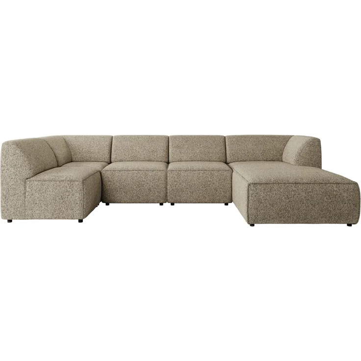 Modulares XXL-Ecksofa MODARO 5M, U-Form, Wohnlandschaft, 5-teilig, freistehend, Wohnzimmer Couch, HR-Schaumstoff - Taupe Stukture - Rechts – Bild 9