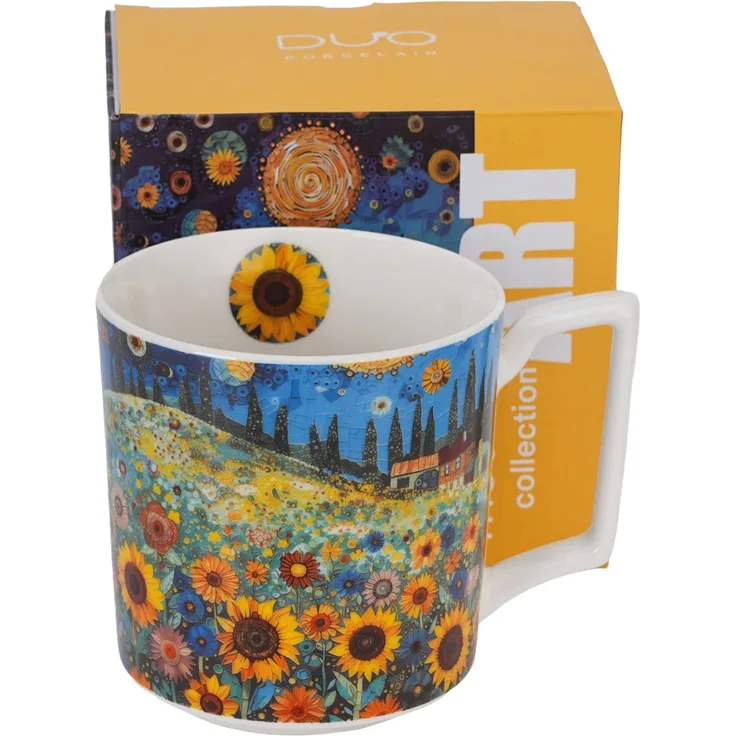 DUO Becher 450 ml MODERN SUNFLOWER FIELD New Bone China Porzellan