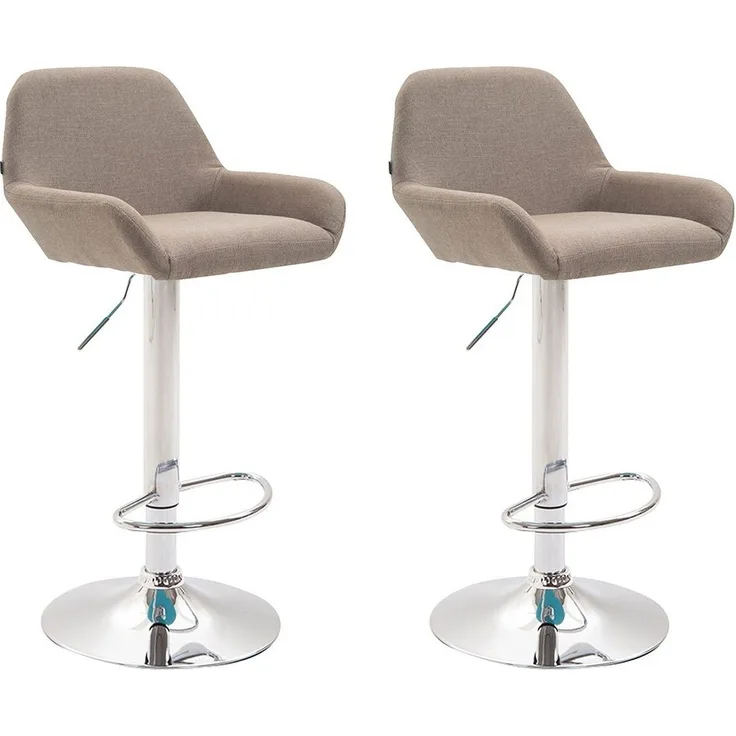 CLP 2er Set Barhocker Braga Stoff drehbar und höhenverstellbar,taupe chrom