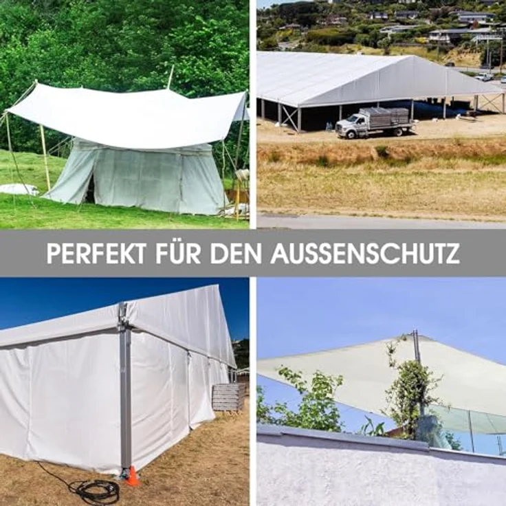 SHANNA Abdeckplane 3x4 m Wasserdicht, 180 g/m² PE Schutzplane Gewebeplane mit Ösen, UV Stabil Reißfest LKW Plane, Mehrzweck Abdeckung für Gartenmöbel Holz Pool Trampolin Auto, Weiß – Bild 7