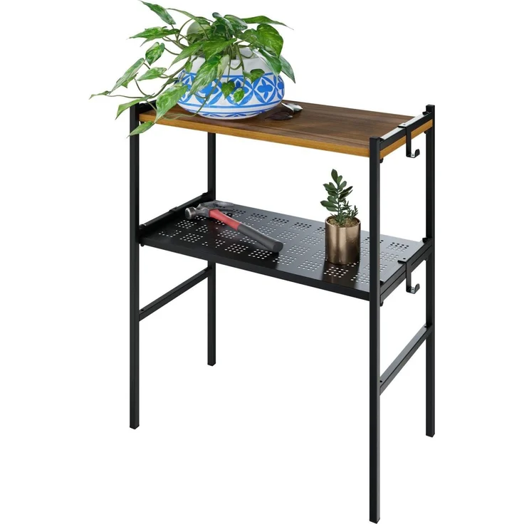 Melia Pflanzenständer – Moderner Pflanzenständer in Schwarz und Walnuss, 60 x 32 x 73 cm Levira – Bild 5