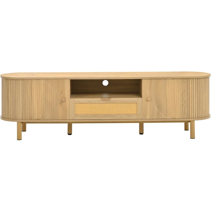 DESVIAE Couchtisch-Set 2-tlg. höhenverstellbar mit TV-Schrank 110x40x55,5 cm / 175x41x36 cm MDF Natur – Bild 8